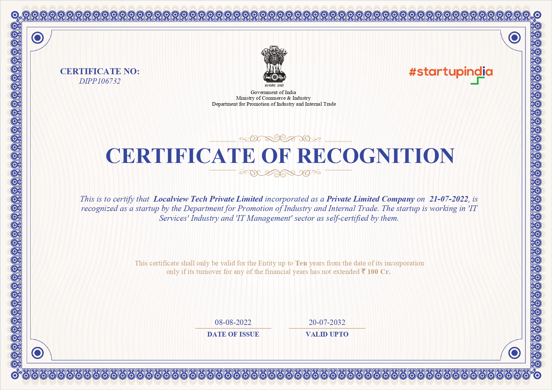 Certificate of Recognition